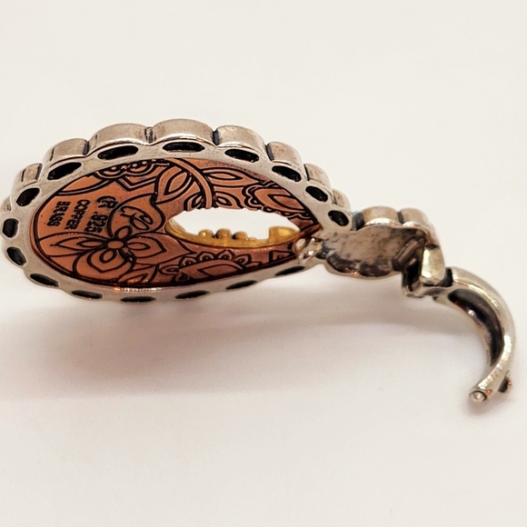 Carolyn Pollack Mixed Metal Sterling Copper Turquoise Flower Pendant Enhancer - Picture 4 of 7